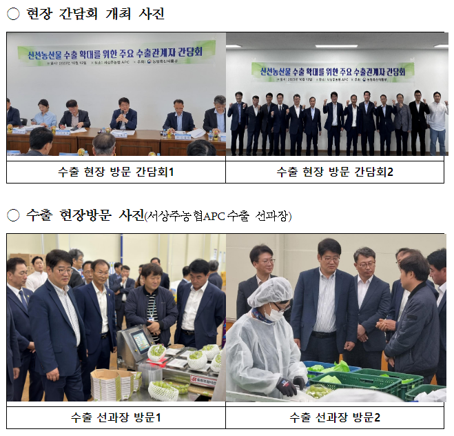 신선농산물 수출 확대를 위해 민·관 머리 맞대! 신선농산물 수출 확대를 위해 민·관 머리 맞대!
