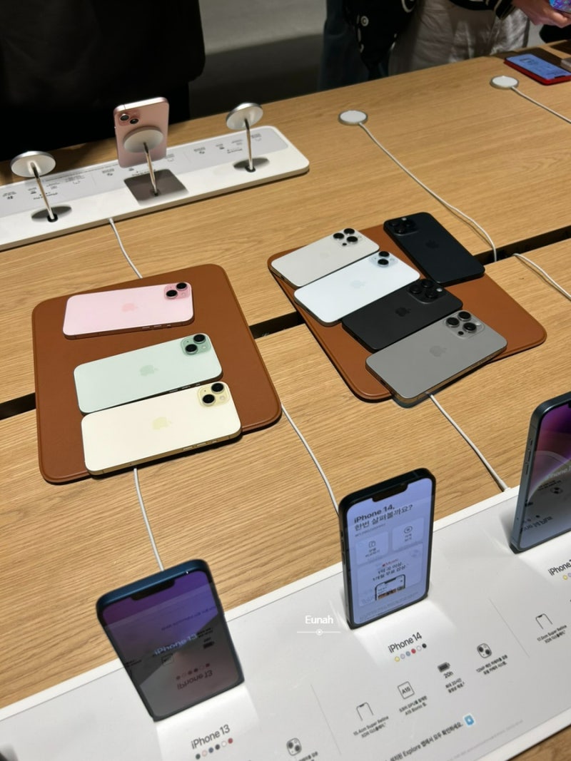 한국 출시 아이폰15 pro 전색상 무게 리뷰 vs14plus 보라