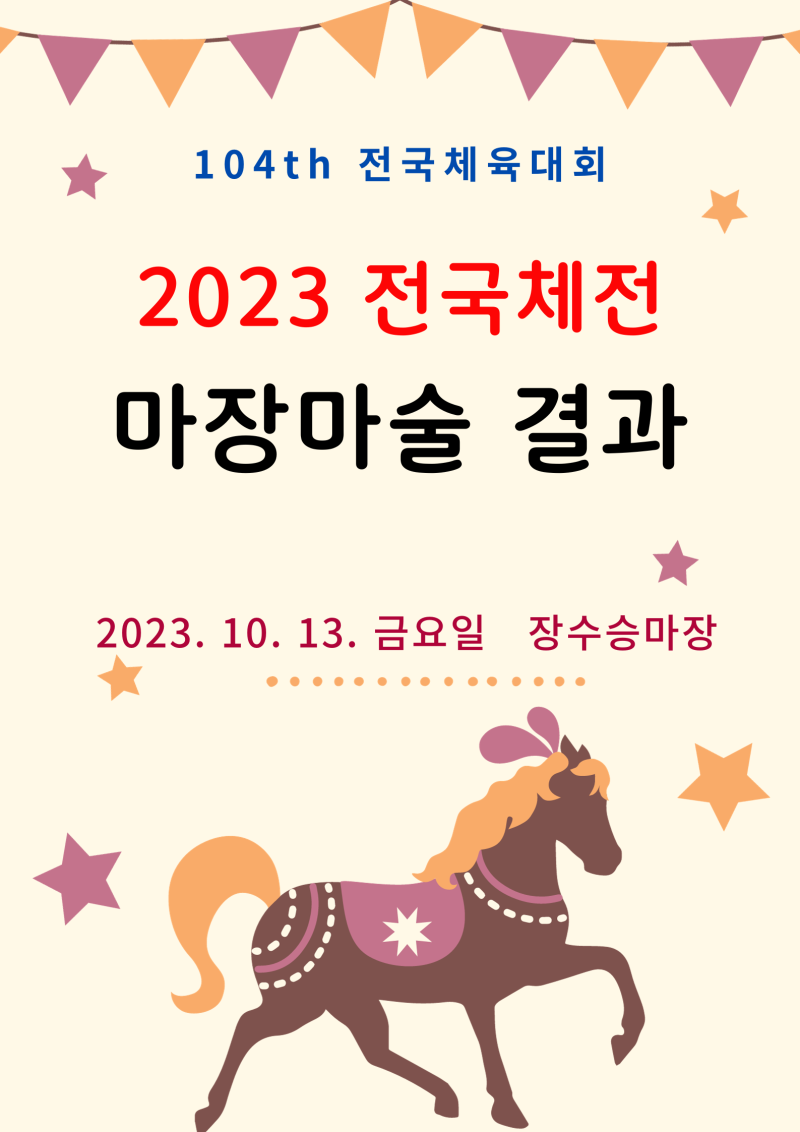 2023 전국체전 승마 ; 마장마술 경기 결과 및 순위