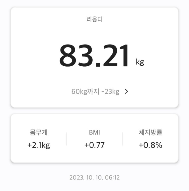  88년생 166cm 83.21kg 다이어트 시작 4일차