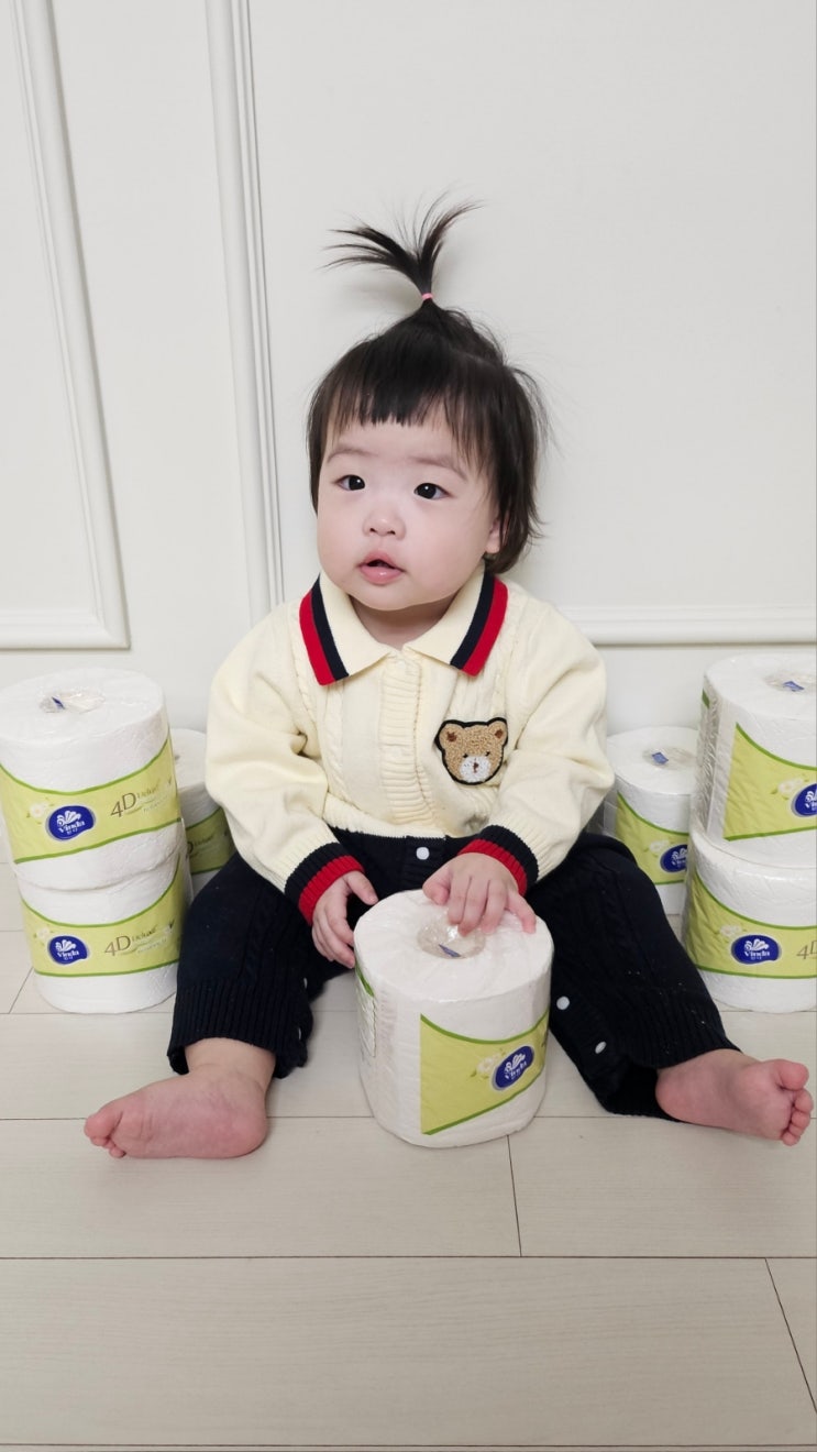  아기랑 함께 쓰는 빈다 4D Deluxe 4겹 보타니컬 엠보싱 롤 화장지