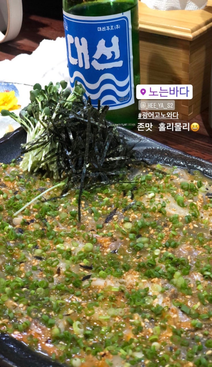 부산 광안리 남천동맛집 광어고노와다가 맛있는 노는바다