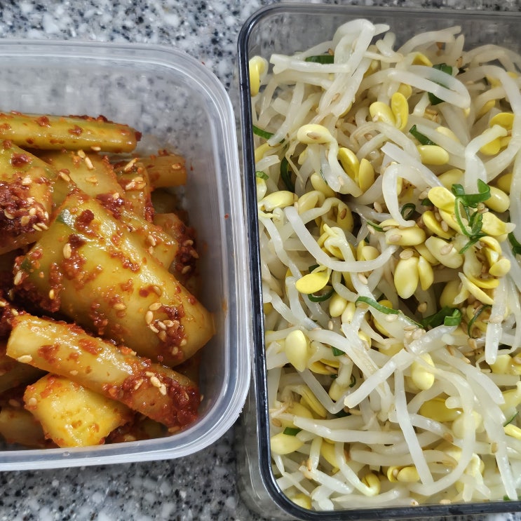 외출 전 빠르게 반찬만들기(오이무침 콩나물무침 참치김치국)