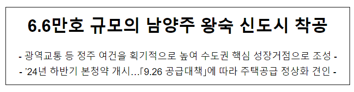 6.6만호 규모의 남양주 왕숙 신도시 착공