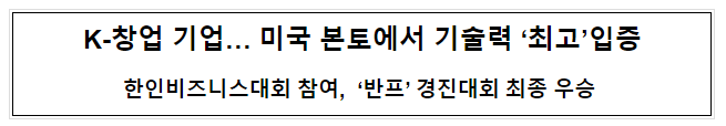 K-창업 기업… 미국 본토에서 기술력 ‘최고’입증