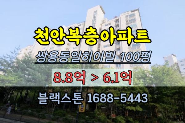 천안고급아파트 경매 쌍용동일하이빌 100평 복층아파트