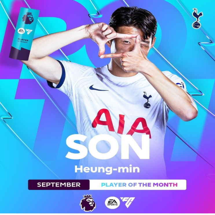  토트넘 손흥민 이달의 선수 및 포스테코글루 이달의 감독 나란히 수상