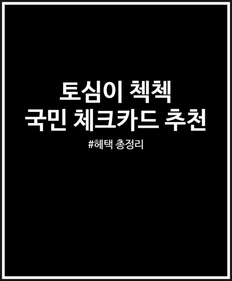 토심이 첵첵 체크카드 너무 귀엽네 (feat. 국민카드 추천)