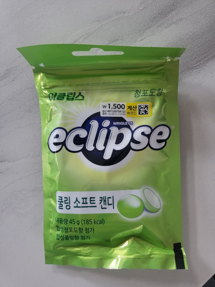  츄잉캔디 이클립스 쿨링 소프트 캔디 청포도맛 멘토스 2in1 피치 포도맛