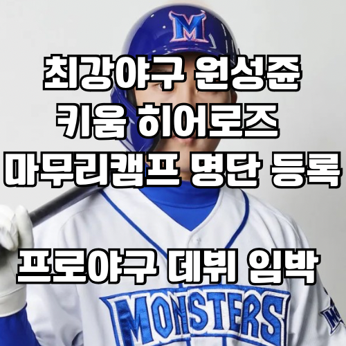 최강야구 원성준 테스트 구단 <b>키움</b> 히어로즈 <b>마무리캠프</b> 명단... 
