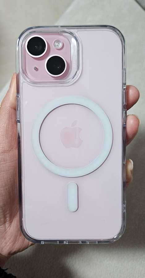 아이폰15 핑크 ESR 맥세이프 투명 케이스, 강화유리 액정보호필름 내돈내산 추천 후기