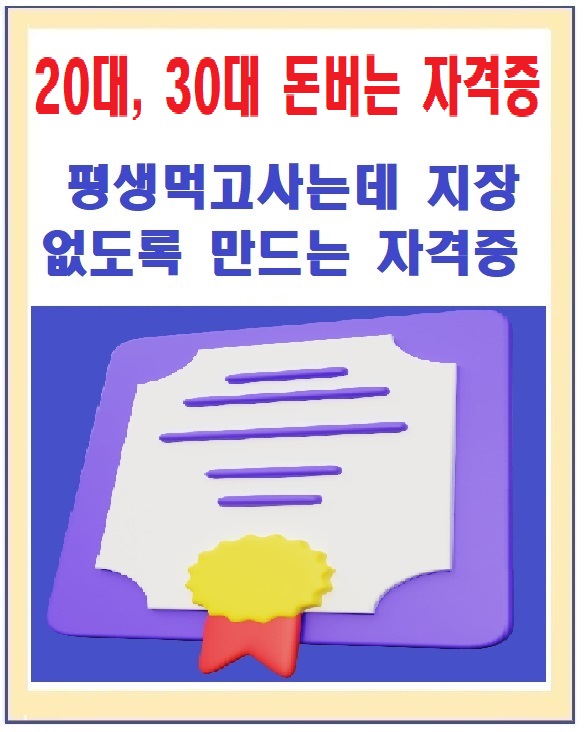  20대,30대 돈버는 자격증/평생 기술로서 먹고사는데 지장 없도록 만드는 자격증