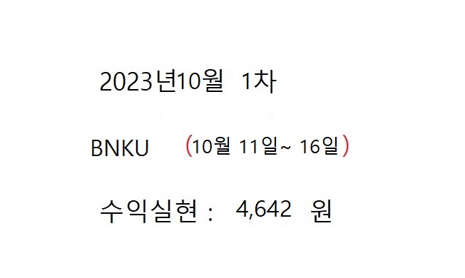  BNKU 2023년 10월 1회차 투자기록