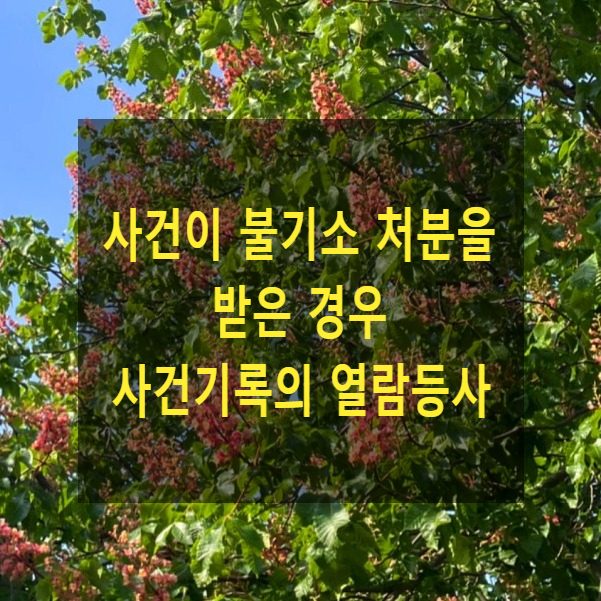  사건이 불기소 처분을 받은 경우 사건기록의 열람등사