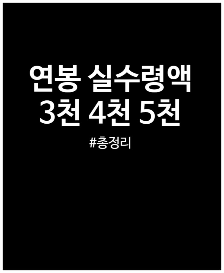 연봉 3천 4천 5천 실수령액 살펴보기 (feat. 돈모으기)
