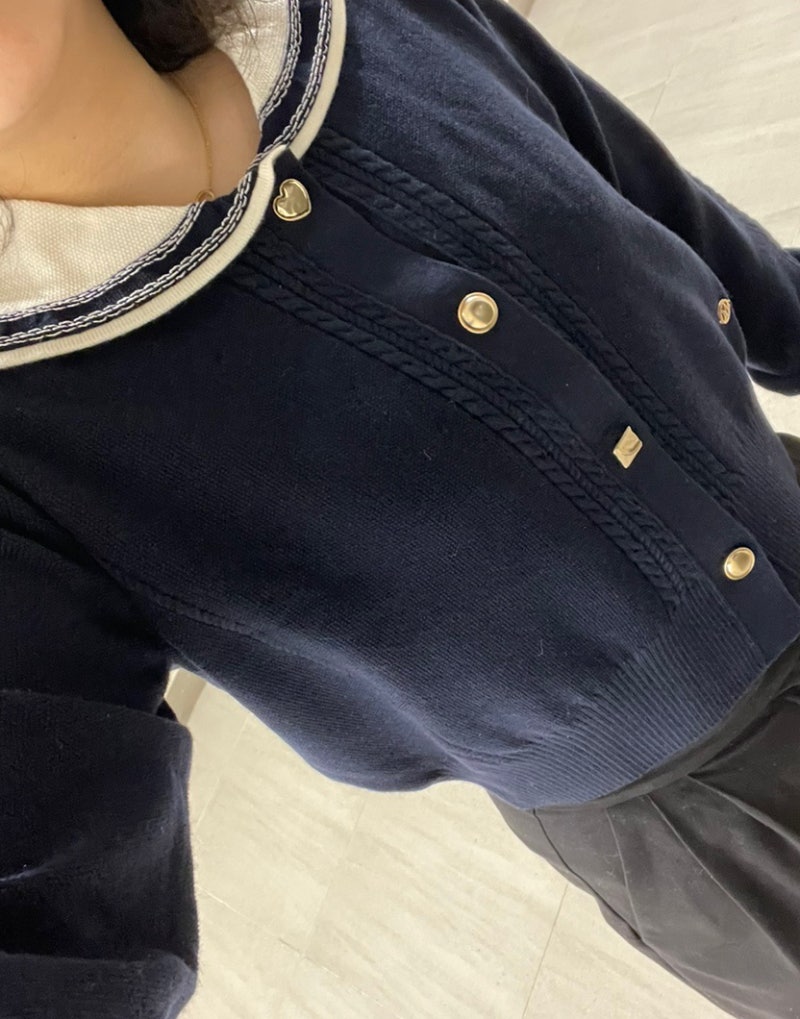 오즈세컨 가디건 추천 한섬몰 울 블렌드 세일러 칼라 니트 가디건