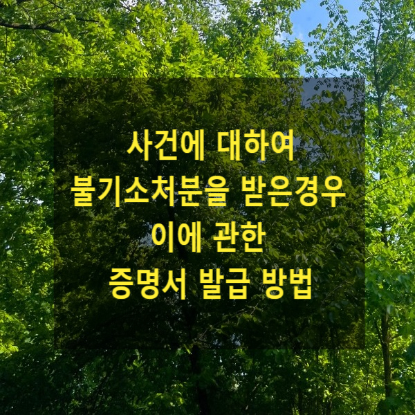  사건에 대하여 불기소처분을 받은경우 이에 관한 증명서 발급 방법(사건처분결과증명서, 불기소 이유 통지)