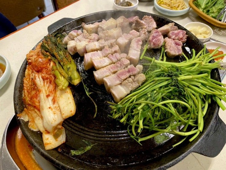  [안산/본오동] 미나리 솥뚜껑 삼겹살 맛집 :: 샘골로