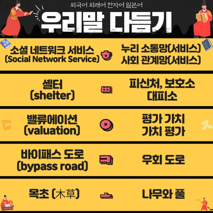  [10월 18일 아름다운 한글사랑] 소셜 네트워크 서비스, 셸터, 밸류에이션, 바이패스 도로, 목초를 우리말로 다듬어보자!