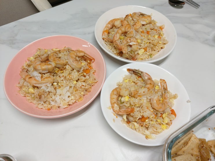  다원새우+국산 칵테일새우(감바스새우)로 볶음밥을 만들어요!!