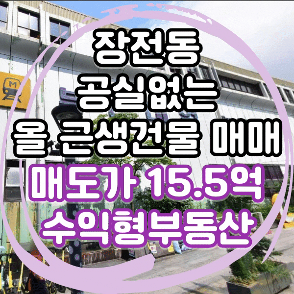  부산대 지하철역 인근 상가건물 매매, 수익형 부동산, 장전동 근생 건물 매매
