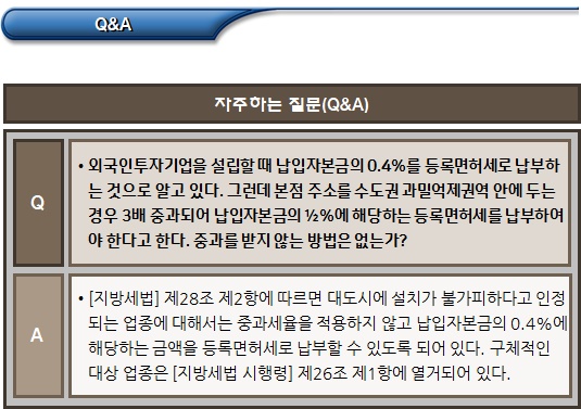 외국인투자유형별 절차에 대한 질문답변