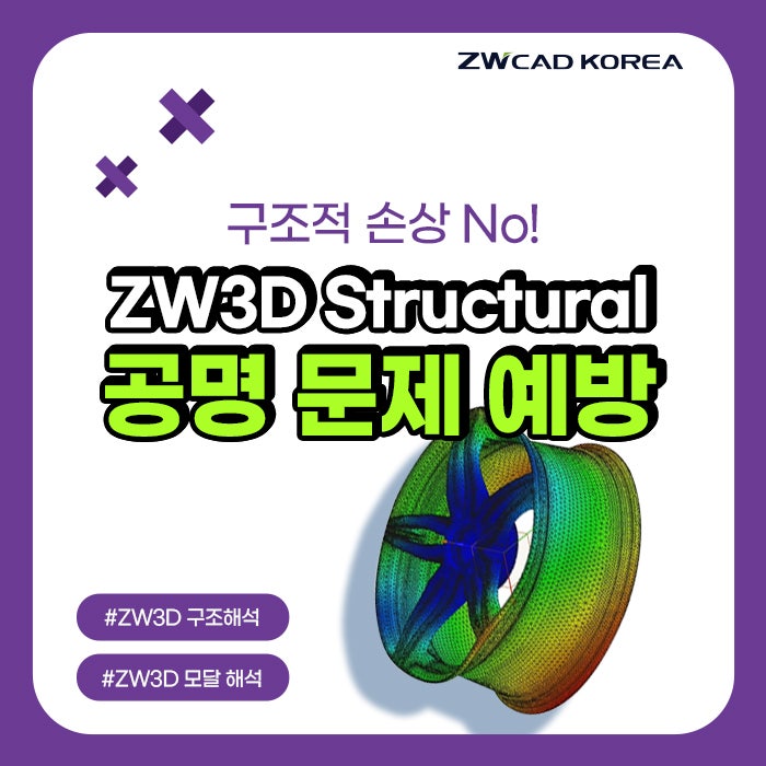 [ZW3D CAE 해석] 구조해석의 개념과 자동차 휠, 고유 진동수 해석(Modal Frequency)