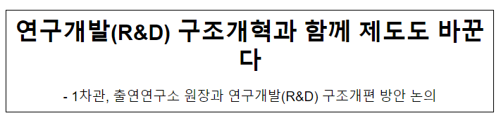 연구개발(R&D) 구조개혁과 함께 제도도 바꾼다