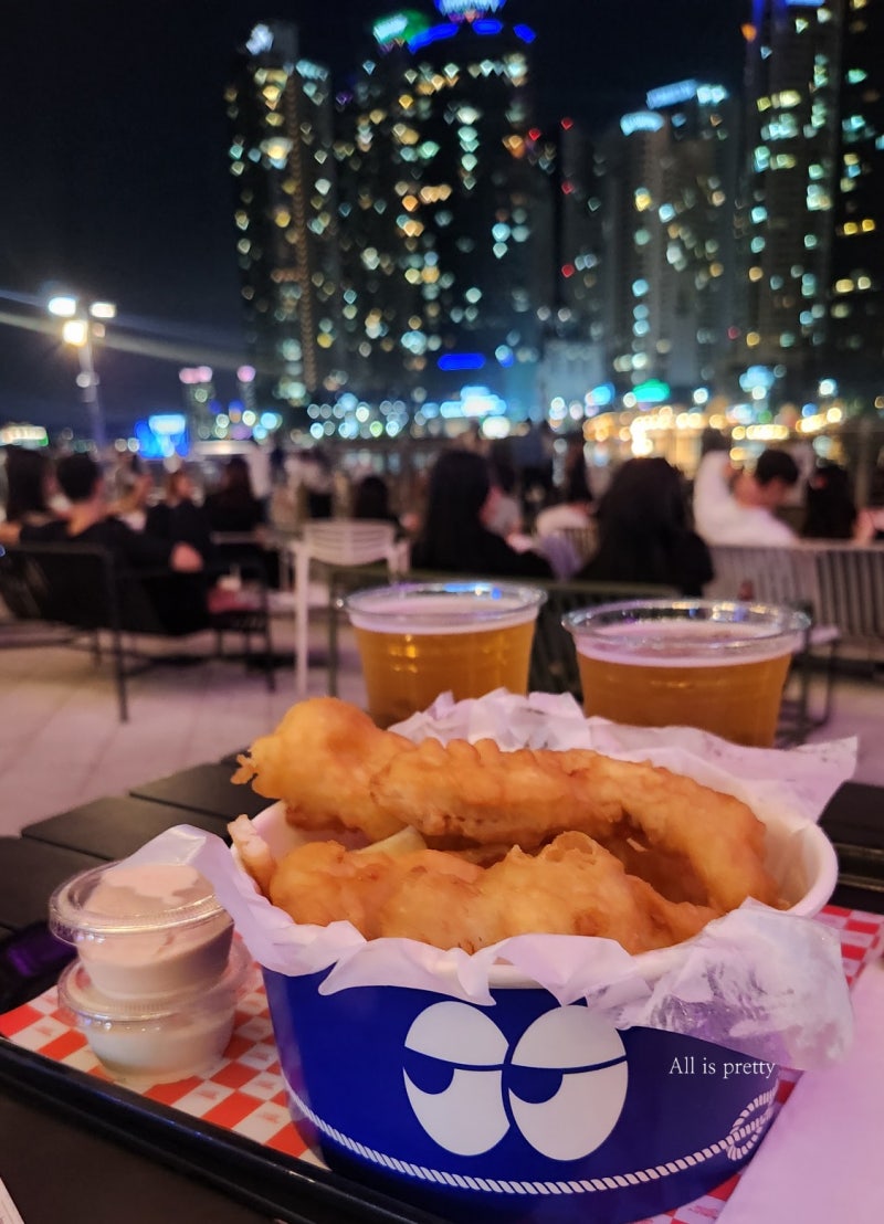 부산 해운대 더베이101 술집 야경맛집 피쉬앤칩스 & 맥주 #핑거스앤챗