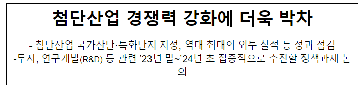 첨단산업 경쟁력 강화에 더욱 박차 첨단산업 경쟁력 강화에 더욱 박차