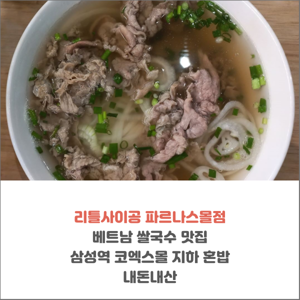  리틀사이공 파르나스몰점 베트남 쌀국수 맛집 삼성역 코엑스몰 지하 혼밥 내돈내산