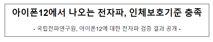 아이폰12에서 나오는 전자파 인체보호기준 충족