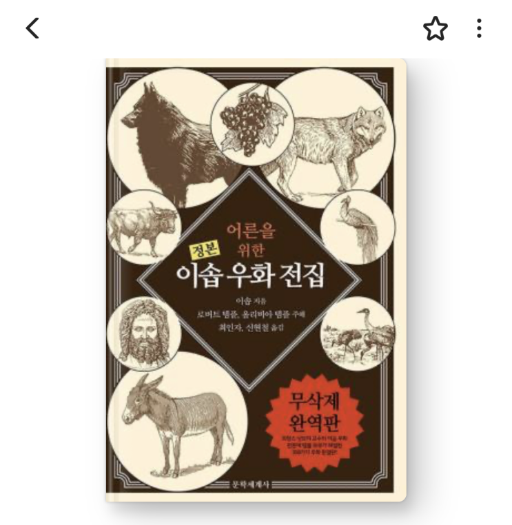  내돈내읽 100 / 어른을 위한 이솝 우화 전집, 문학세계사 전집 맞구나 길긴 기네