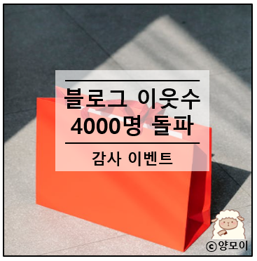  이웃수 4000명 돌파 기념 감사 이벤트 진행합니다