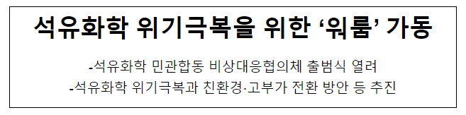 석유화학 위기극복을 위한 ‘워룸’ 가동 석유화학 위기극복을 위한 ‘워룸’ 가동