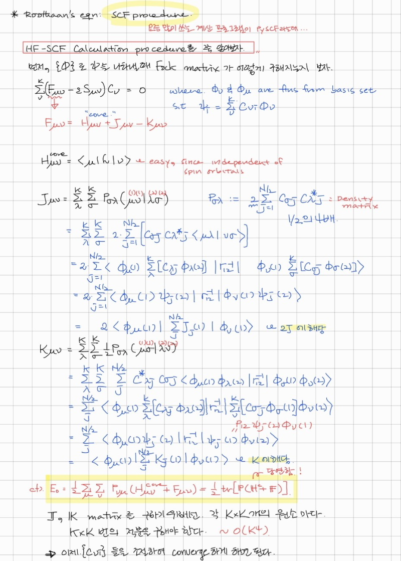 [응용계산화학] Hartree-Fock theory (2): Roothaan's equation, RHF, basis set ...