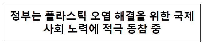 정부는 플라스틱 오염 해결을 위한 국제사회 노력에 적극 동참 중