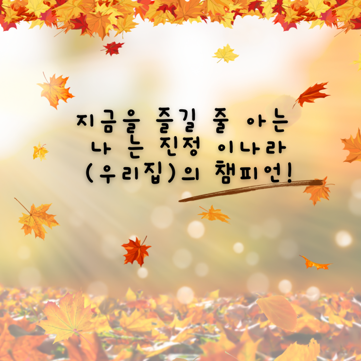  계절을 느끼고 즐기는 내가 진정 챔피언! :군산나드리