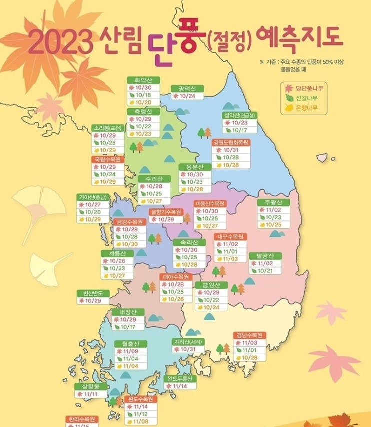 2023년 단풍절정시기정보! 2023년 단풍절정시기정보!