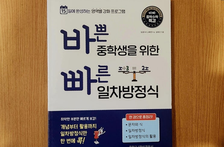  바쁜 중학생을 위한 빠른 일차방정식 뜻 중학교 수학 문제집