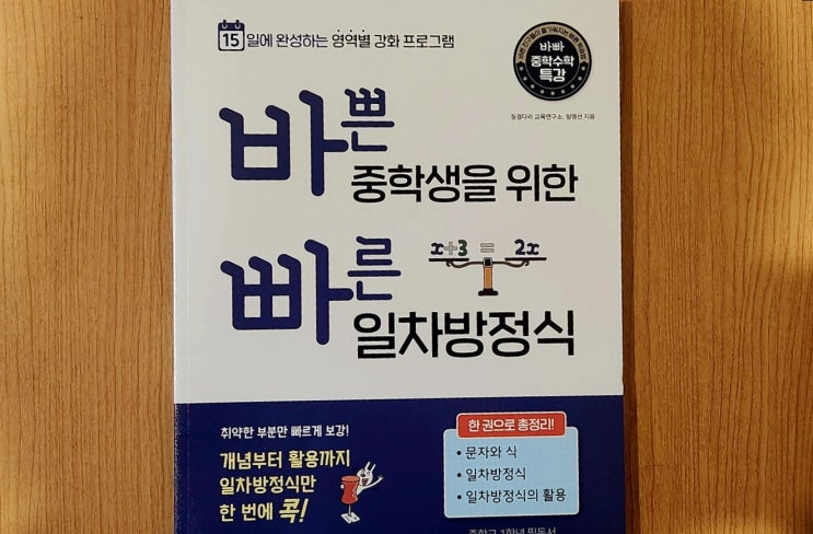 바쁜 중학생을 위한 빠른 일차방정식 뜻 중학교 수학 문제집