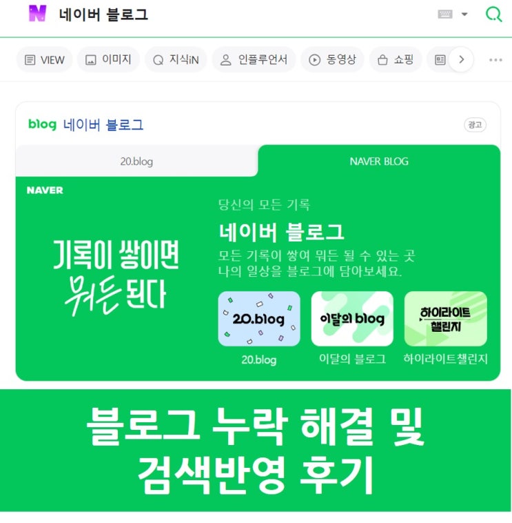  블로그 누락 해결 및 검색 반영으로 노출 성공한 후기