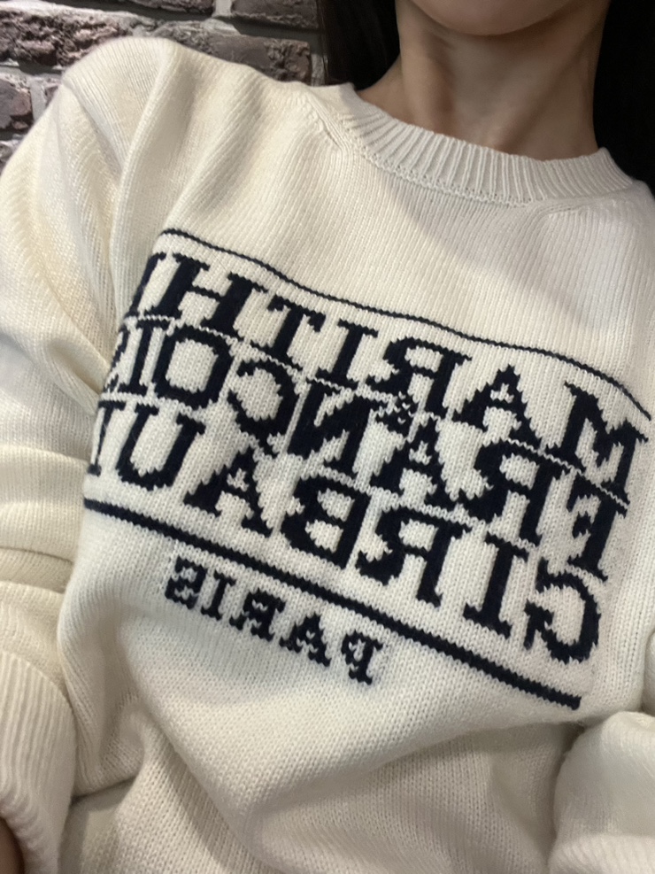  마리떼 클래식 로고 니트 아이보리 CLASSIC LOGO KNIT PULLOVER 김포현대프리미엄아울렛