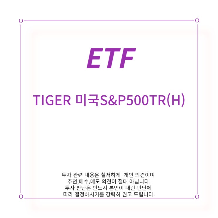[ETF] TIGER 미국 S&P 500 TR(H)