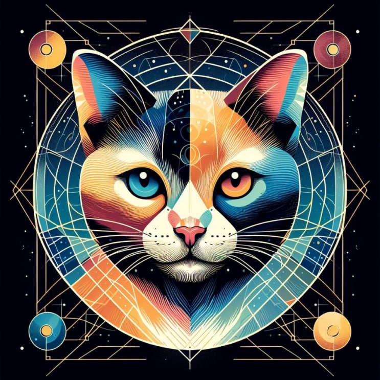  DALL-E(달리)를 이용한 이미지 생성사례 / 삼색고양이(tricolor cat), graphical artwork / 디지털콘텐츠큐레이터 황선웅