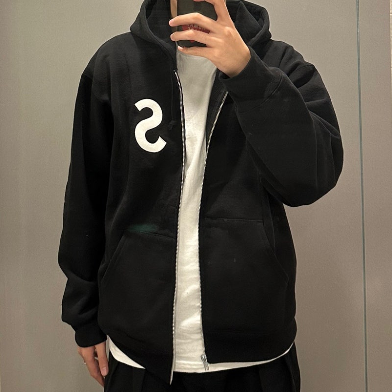 슈프림(Supreme) S 로고 후드집업 블랙(23FW) 리뷰(핏, 사이즈 추천, 실측사이즈, 실착, 구매팁)