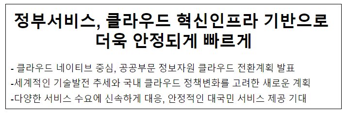 정부서비스, 클라우드 혁신인프라 기반으로 더욱 안정되게 빠르게