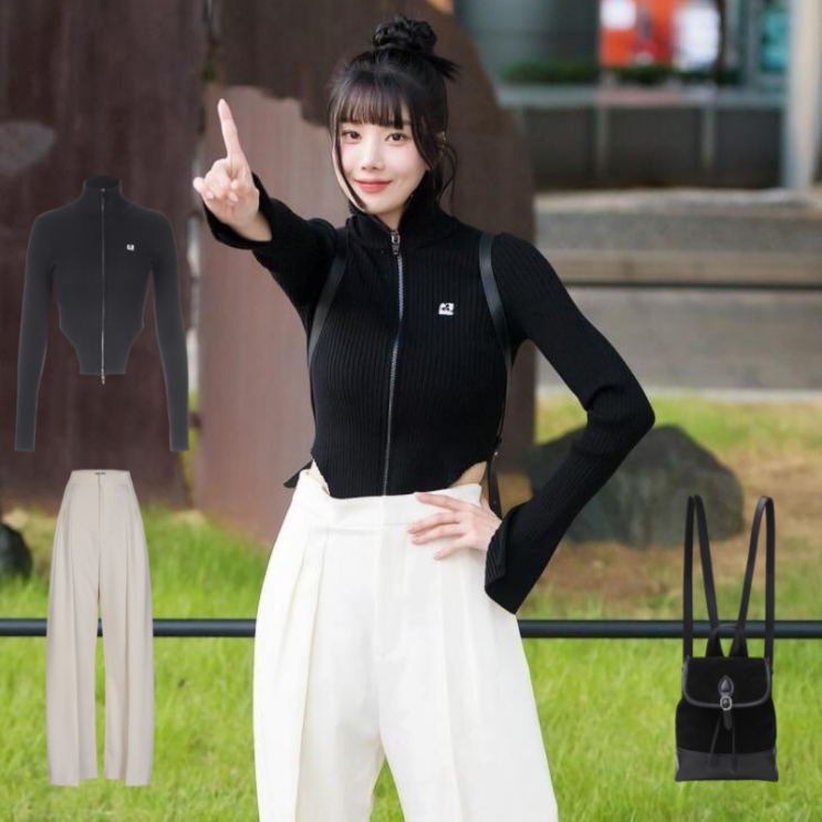 권은비 영스트리트 패션 아이템 니트, 바지, 가방 브랜드 가격 정보