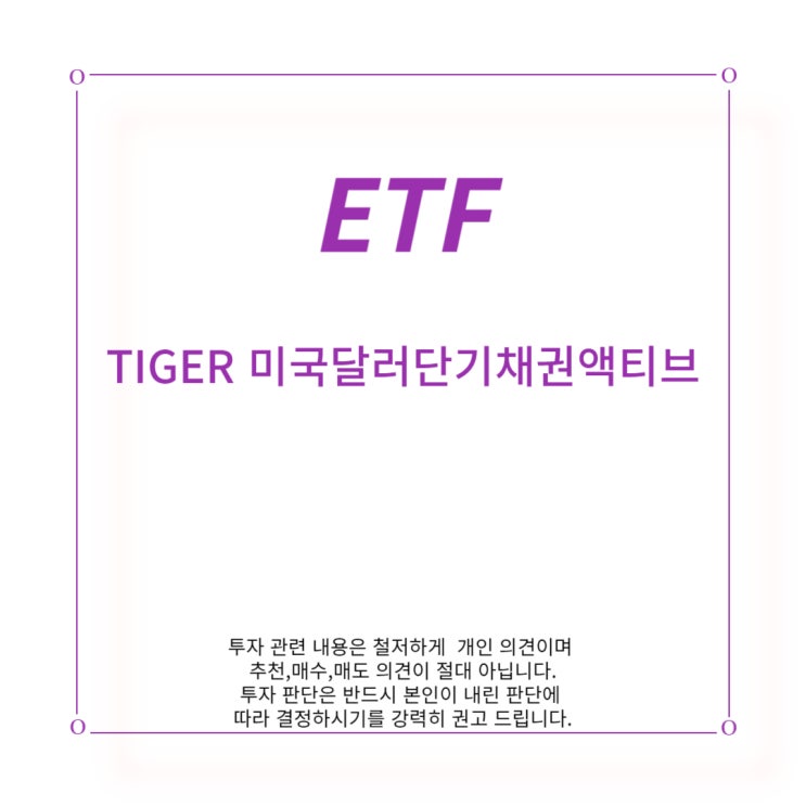  [ETF] TIGER 미국 달러 단기 채권 액티브