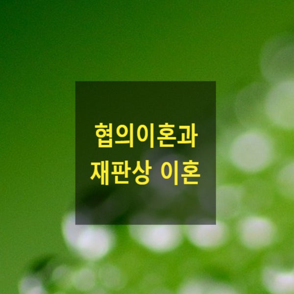 이혼의 종류 - 협의이혼과 재판상 이혼(1)